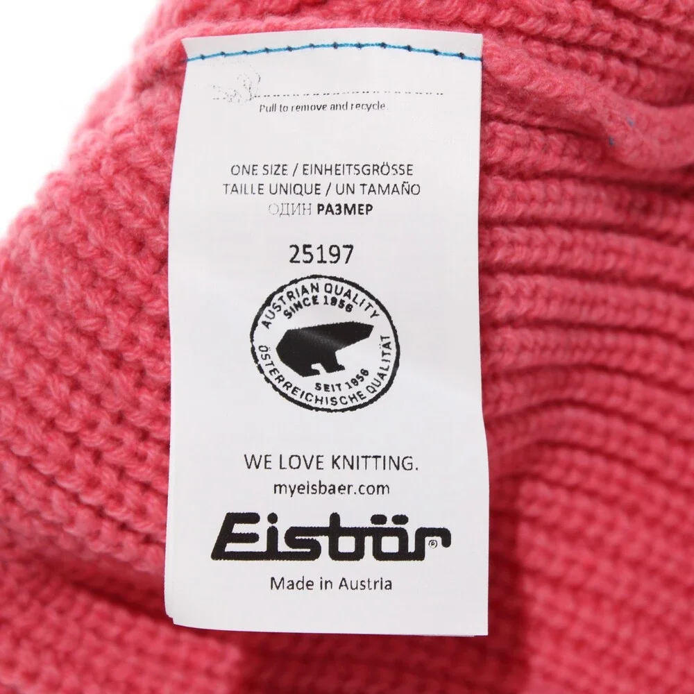 Eisbar NWT Mirna Pompom Knit Beanie Hat One Size in Pink Cashmere/Wool